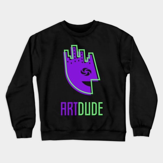 YourArtDude Logo In Purple And Lime Crewneck Sweatshirt by yourartdude